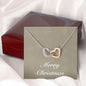 Merry Christmas v10 - Interlocking Hearts Necklace With Mahogany Style Luxury Box