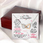 310 - To Daughter From Mom - Interlocking Hearts Necklace With Mahogany Style Luxury Box