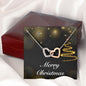 Merry Christmas v03 - Interlocking Hearts Necklace With Mahogany Style Luxury Box