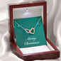 Merry Christmas v02 - Interlocking Hearts Necklace With Mahogany Style Luxury Box