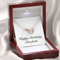 Happy Birthday Elizabeth - Interlocking Hearts Necklace With Mahogany Style Luxury Box