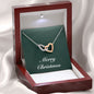 Merry Christmas v09 - Interlocking Hearts Necklace With Mahogany Style Luxury Box