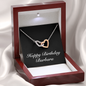 Happy Birthday Barbara v2 - Interlocking Hearts Necklace With Mahogany Style Luxury Box