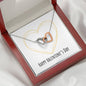 Happy Valentine's Day - Golden Heart - Interlocking Hearts Necklace With Mahogany Style Luxury Box