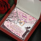 312 - To Daughter From Dad - Interlocking Hearts Necklace With Mahogany Style Luxury Box