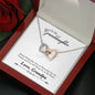 081 - To Granddaughter From Grandpa - Interlocking Hearts Necklace With Mahogany Style Luxury Box