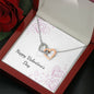 Happy Valentine's Day - Chalk Hearts - Interlocking Hearts Necklace With Mahogany Style Luxury Box
