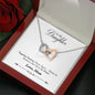 041 - To Daughter From Mom - Interlocking Hearts Necklace With Mahogany Style Luxury Box