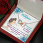 318 - To Daughter From Mom - Interlocking Hearts Necklace With Mahogany Style Luxury Box