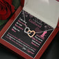 307 - To Girlfriend From Boyfriend - Interlocking Hearts Necklace With Mahogany Style Luxury Box