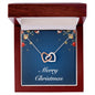 Merry Christmas v01 - Interlocking Hearts Necklace With Mahogany Style Luxury Box
