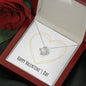 Happy Valentine's Day - Golden Heart - Love Knot Necklace With Mahogany Style Luxury Box