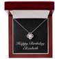 Happy Birthday Elizabeth v2 - Love Knot Necklace With Mahogany Style Luxury Box