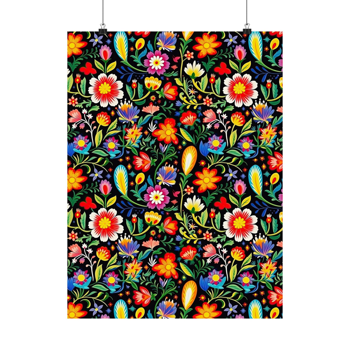 Mexican Floral Fiesta Pattern 038 - 18 in x 24 in Matte Poster