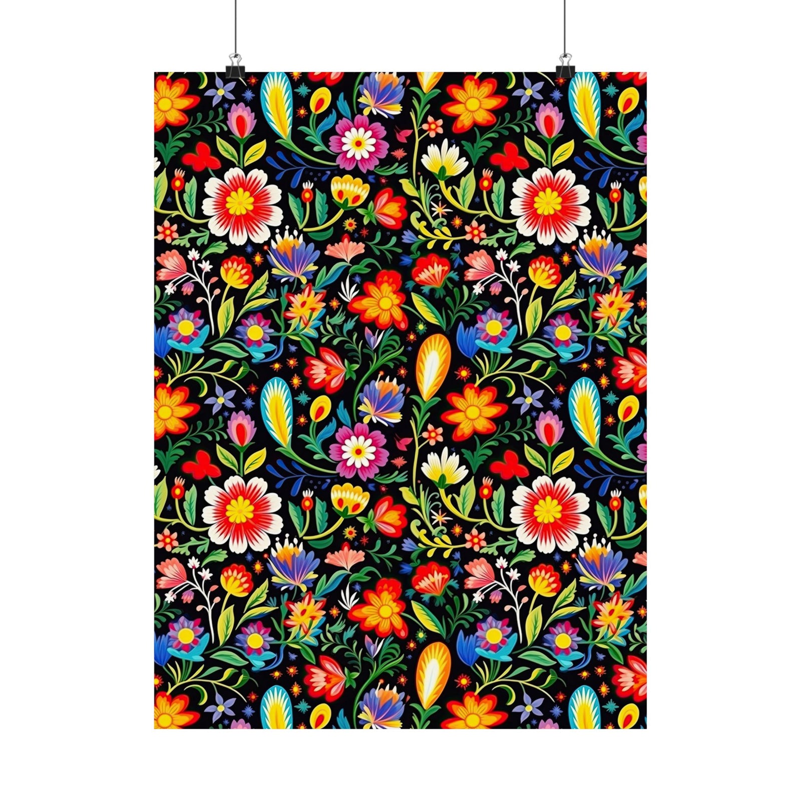 Mexican Floral Fiesta Pattern 038 - 18 in x 24 in Matte Poster