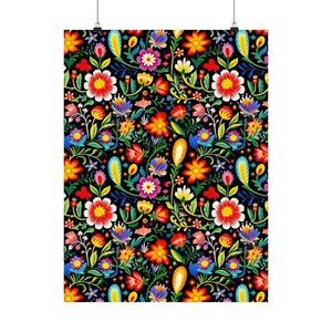 Mexican Floral Fiesta Pattern 038 - 18 in x 24 in Matte Poster