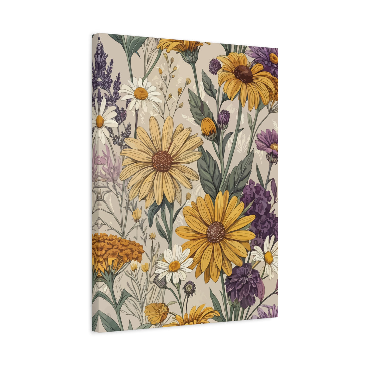 Wildflowers Pattern 028 - 18 in x 24 in Matte Canvas, Stretched, 1.25 in