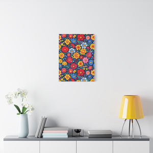 Mexican Floral Fiesta Pattern 048 - 18 in x 24 in Matte Canvas, Stretched, 1.25 in