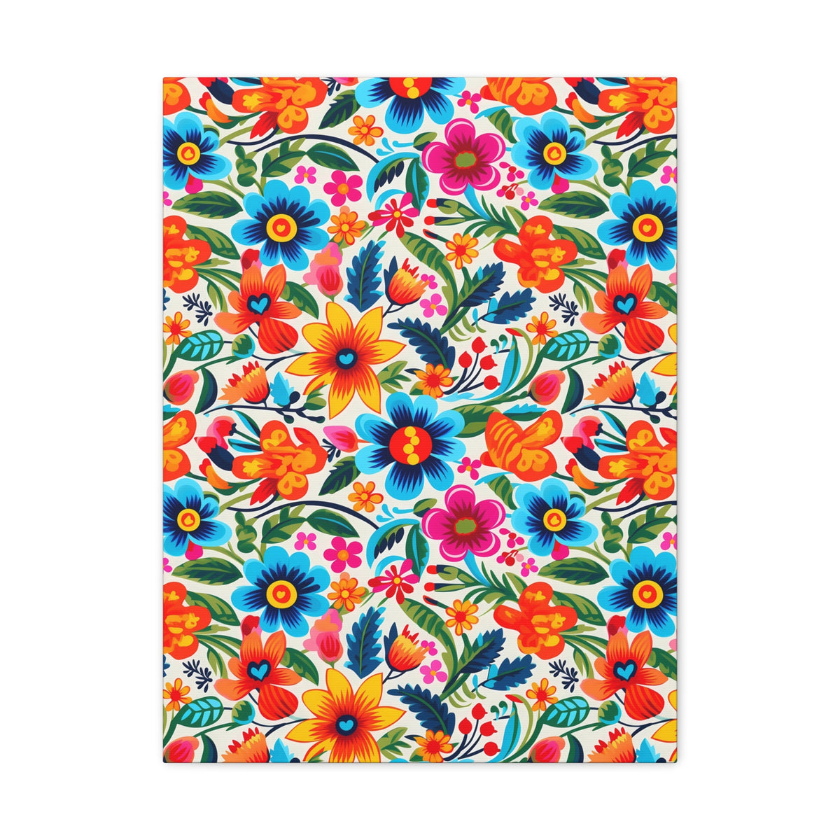 Mexican Floral Fiesta Pattern 050 - 18 in x 24 in Matte Canvas, Stretched, 1.25 in