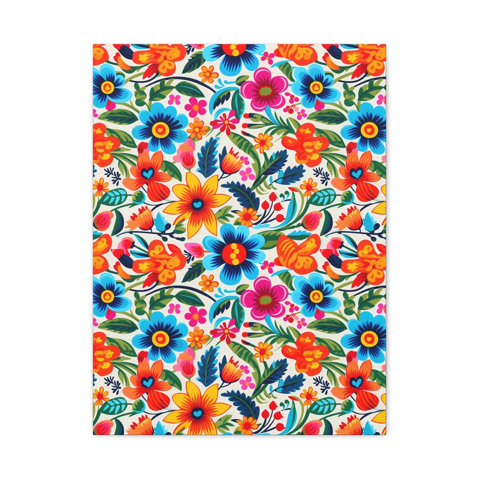 Mexican Floral Fiesta Pattern 050 - 18 in x 24 in Matte Canvas, Stretched, 1.25 in