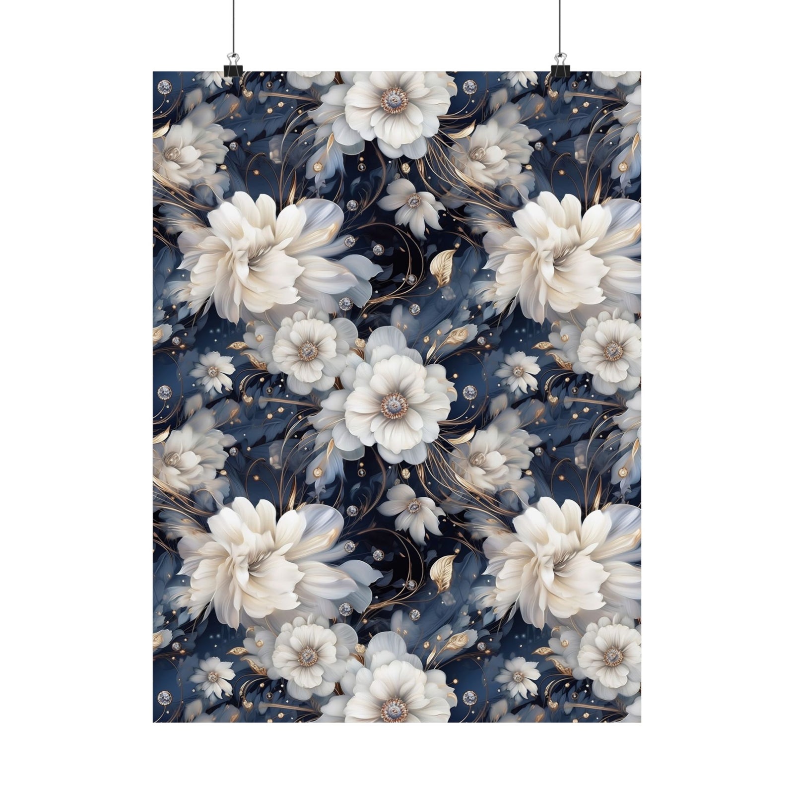 Nocturnal Bloom Pattern 002 - 18 in x 24 in Matte Poster