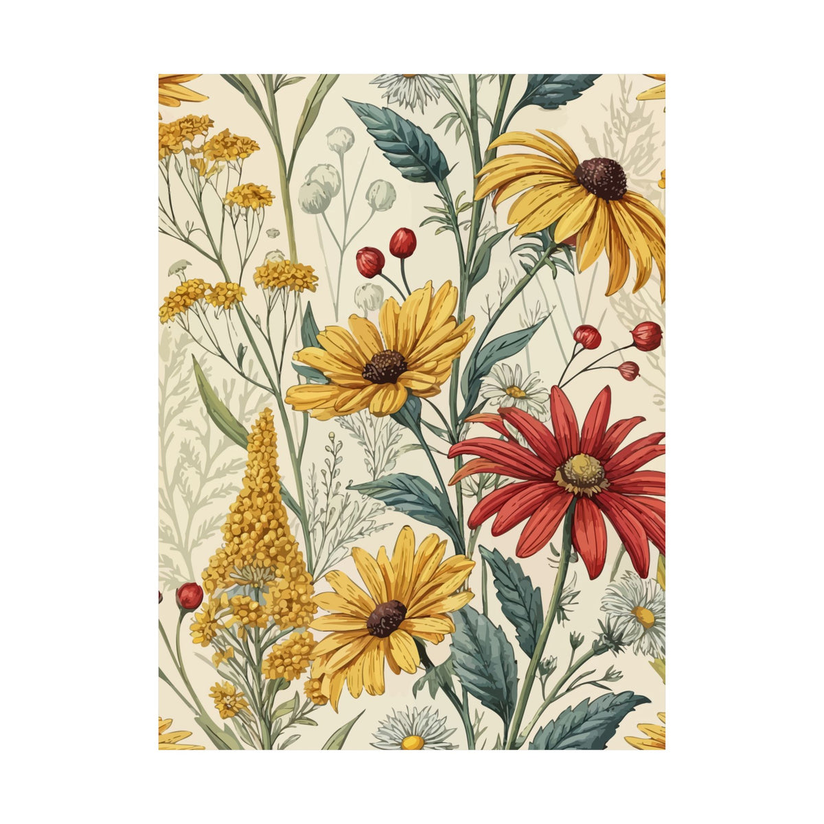 Wildflowers Pattern 030 - 18 in x 24 in Matte Poster
