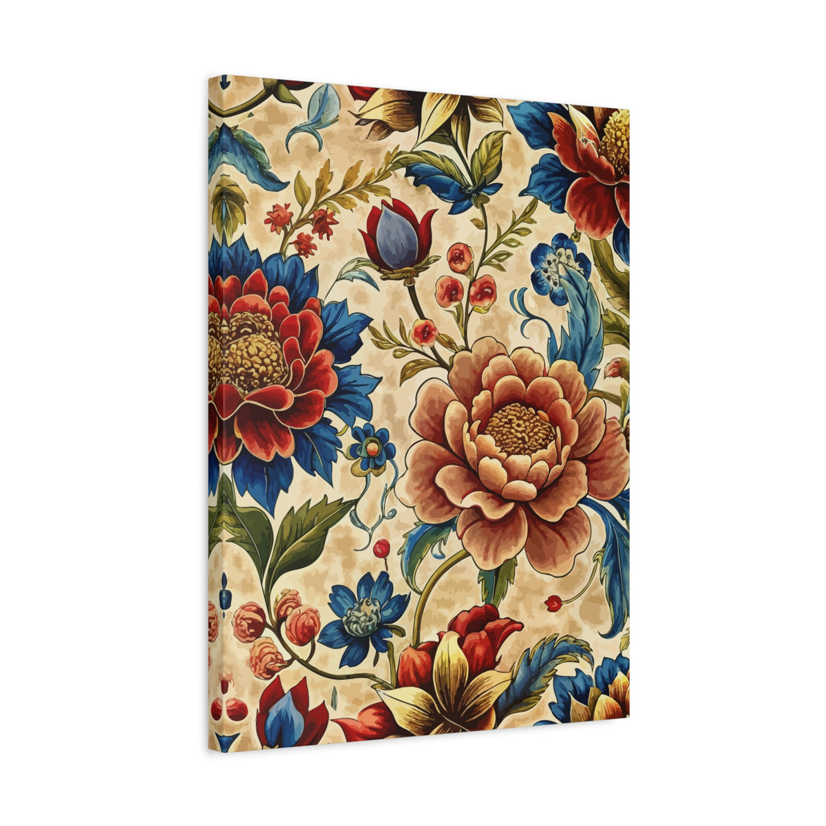Folk Floral Pattern, Mongolian Inspired 01 - 18 in x 24 in Matte Canvas, Stretched, 1.25 in