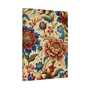 Folk Floral Pattern, Mongolian Inspired 01 - 18 in x 24 in Matte Canvas, Stretched, 1.25 in