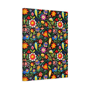 Mexican Floral Fiesta Pattern 038 - 18 in x 24 in Matte Canvas, Stretched, 1.25 in