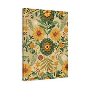 Folk Floral Pattern, Kenyan Inspired 01 - 18 in x 24 in Matte Canvas, Stretched, 1.25 in