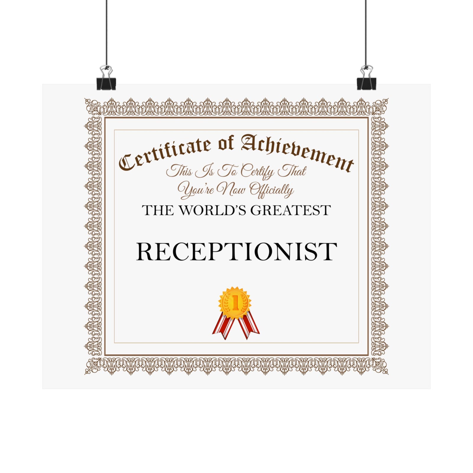 World's Greatest Receptionist - 14 in x 11 in Matte Poster