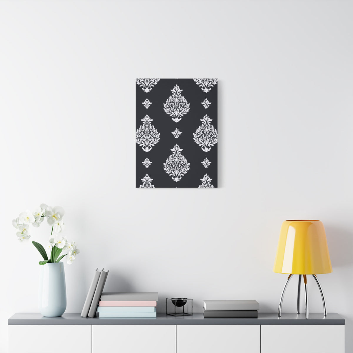 Damask Pattern 033 - 18 in x 24 in Matte Canvas, Stretched, 1.25 in