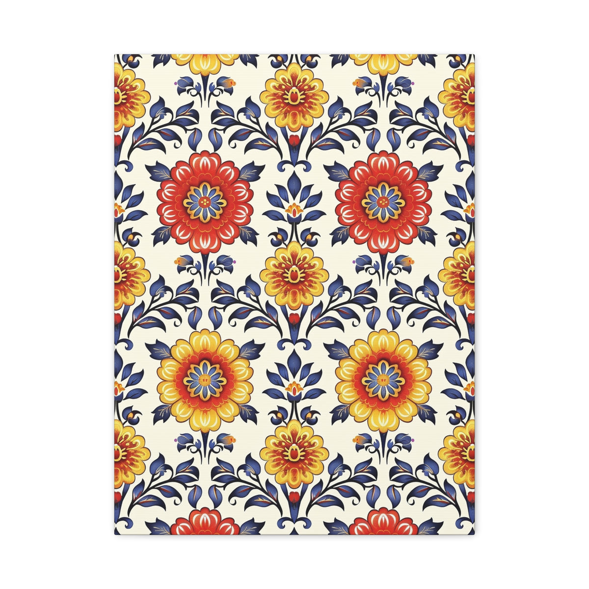 Mexican Floral Fiesta Pattern 044 - 18 in x 24 in Matte Canvas, Stretched, 1.25 in