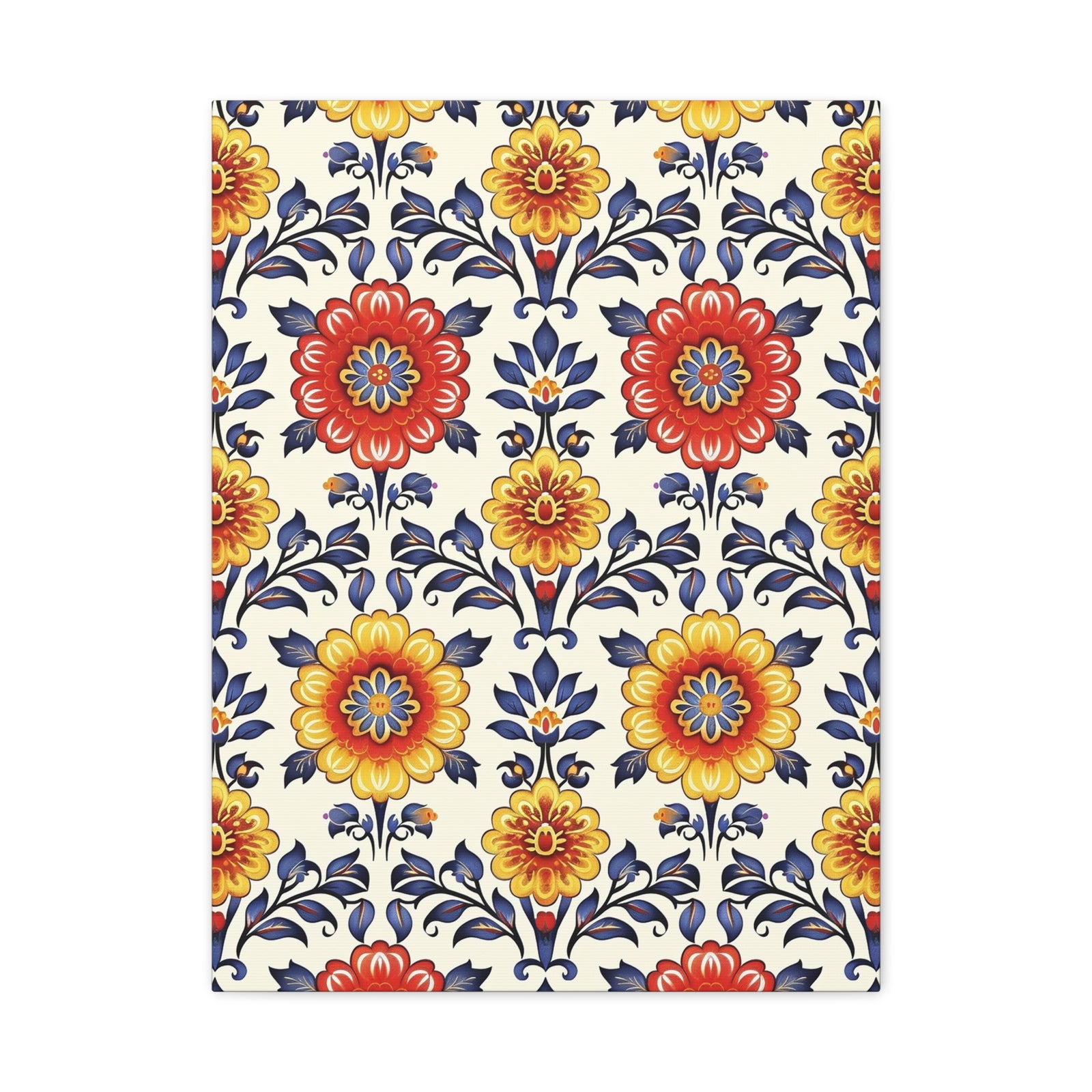 Mexican Floral Fiesta Pattern 044 - 18 in x 24 in Matte Canvas, Stretched, 1.25 in