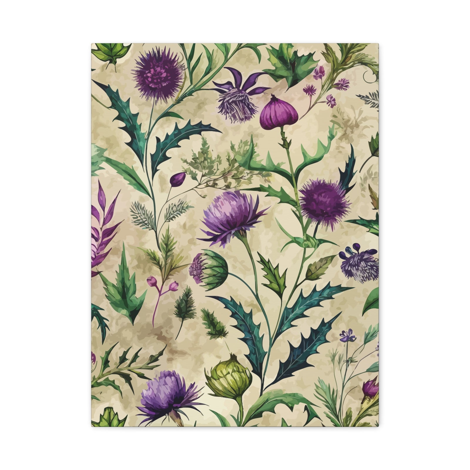 Folk Floral Pattern, Scottish Inspired 01 - 18 in x 24 in Matte Canvas, Stretched, 1.25 in