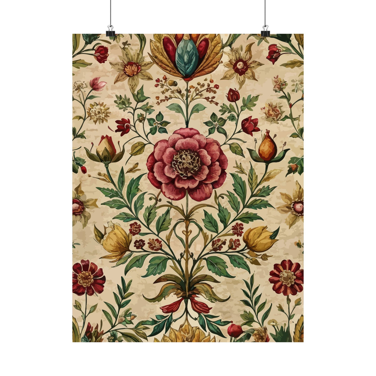 Folk Floral Pattern, Iranian Inspired 03 - 18 in x 24 in Matte Poster