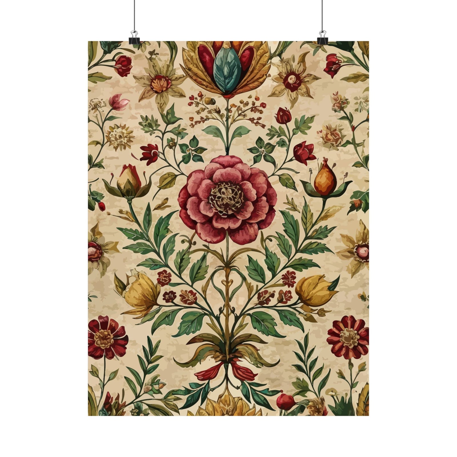 Folk Floral Pattern, Iranian Inspired 03 - 18 in x 24 in Matte Poster
