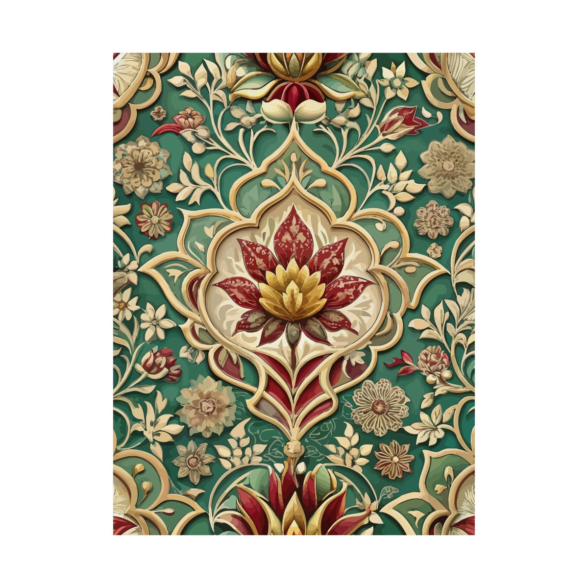 Folk Floral Pattern, Mughal Inspired 02 - 18 in x 24 in Matte Poster
