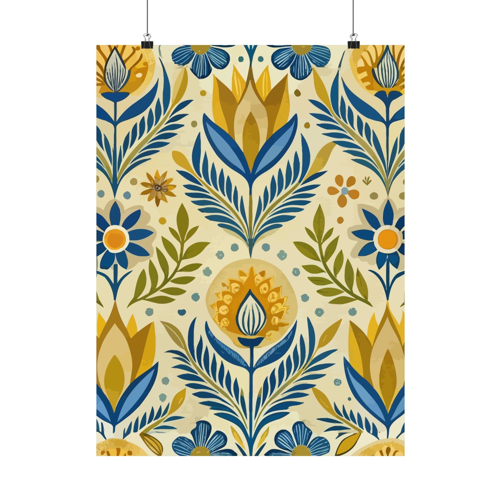 Folk Floral Pattern, Scandinavian Inspired 05 - 18 in x 24 in Matte Poster