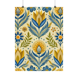 Folk Floral Pattern, Scandinavian Inspired 05 - 18 in x 24 in Matte Poster