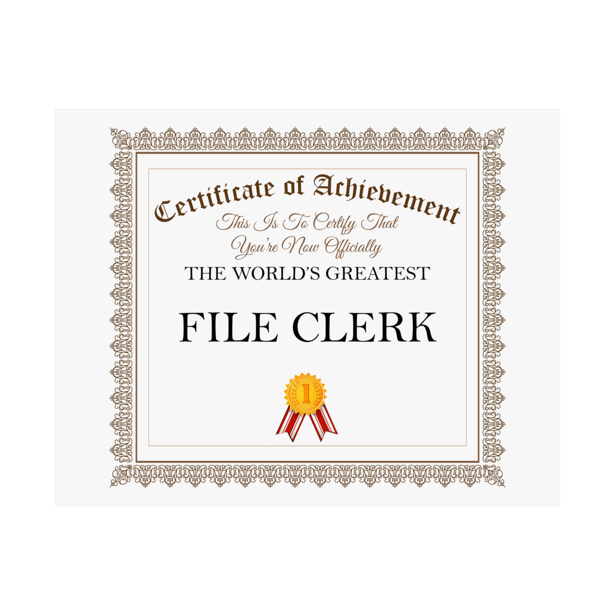 World's Greatest File Clerk - 14 in x 11 in Matte Poster