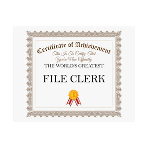 World's Greatest File Clerk - 14 in x 11 in Matte Poster