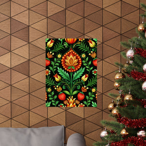 Folk Floral Pattern, Hungarian Inspired 01 - 18 in x 24 in Matte Poster