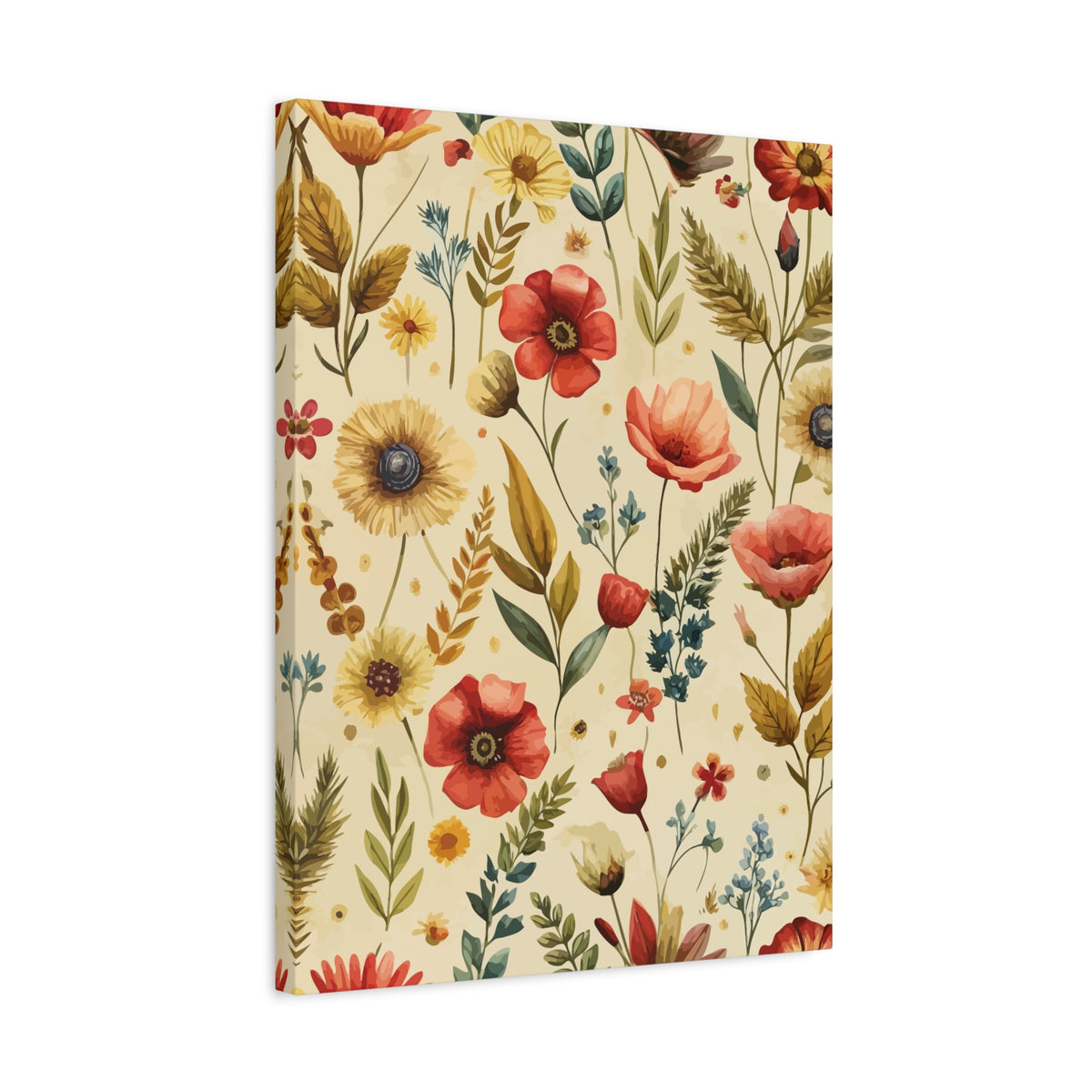 Folk Floral Pattern, Czech Inspired 02 - 18 in x 24 in Matte Canvas, Stretched, 1.25 in