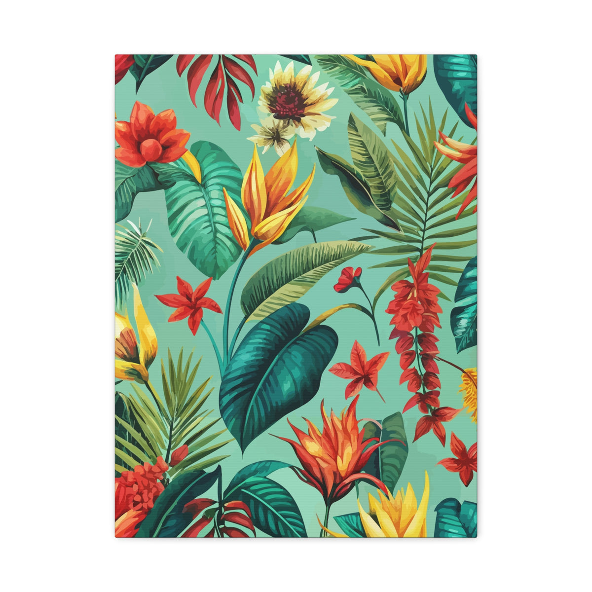 Folk Floral Pattern, Brazilian Inspired 02 - 18 in x 24 in Matte Canvas, Stretched, 1.25 in