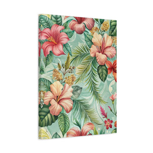 Folk Floral Pattern, Balinese Inspired 04 - 18 in x 24 in Matte Canvas, Stretched, 1.25 in