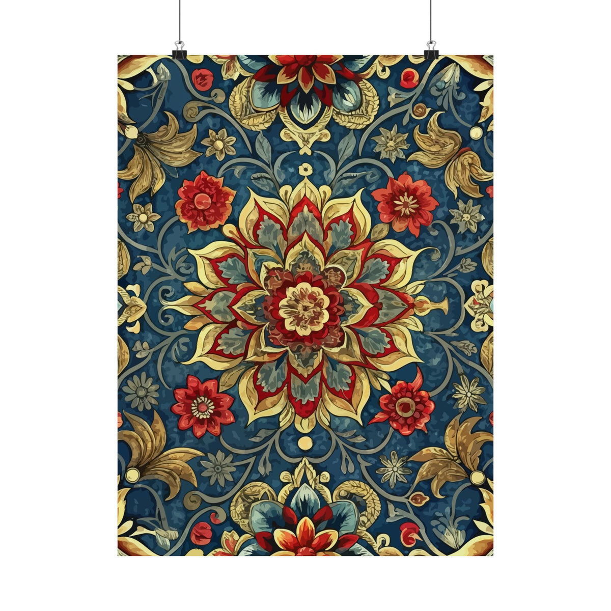 Folk Floral Pattern, Iranian Inspired 01 - 18 in x 24 in Matte Poster