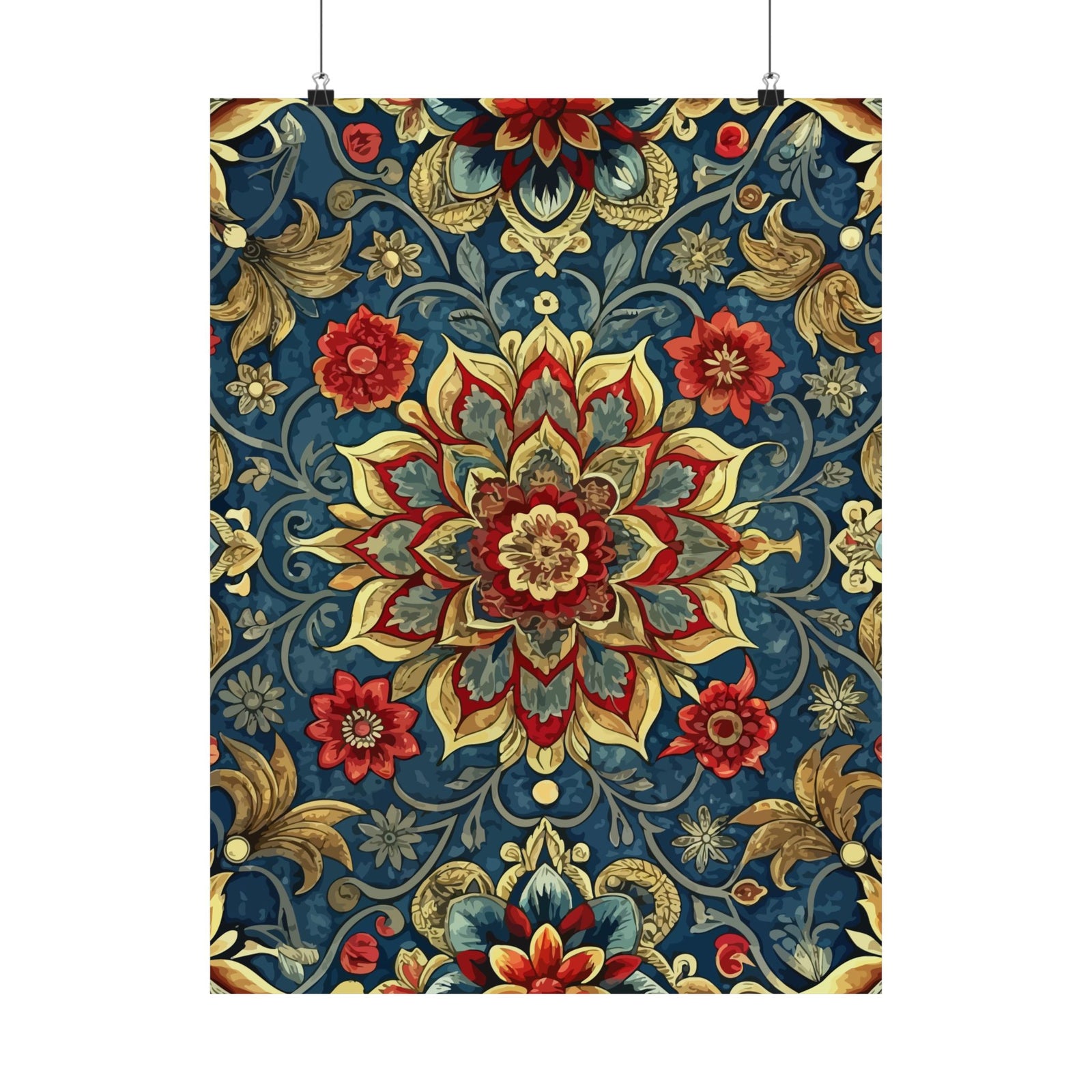 Folk Floral Pattern, Iranian Inspired 01 - 18 in x 24 in Matte Poster