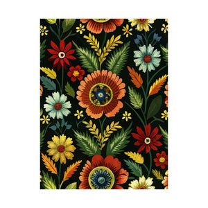 Folk Floral Pattern, Serbian Inspired 02 - 18 in x 24 in Matte Poster