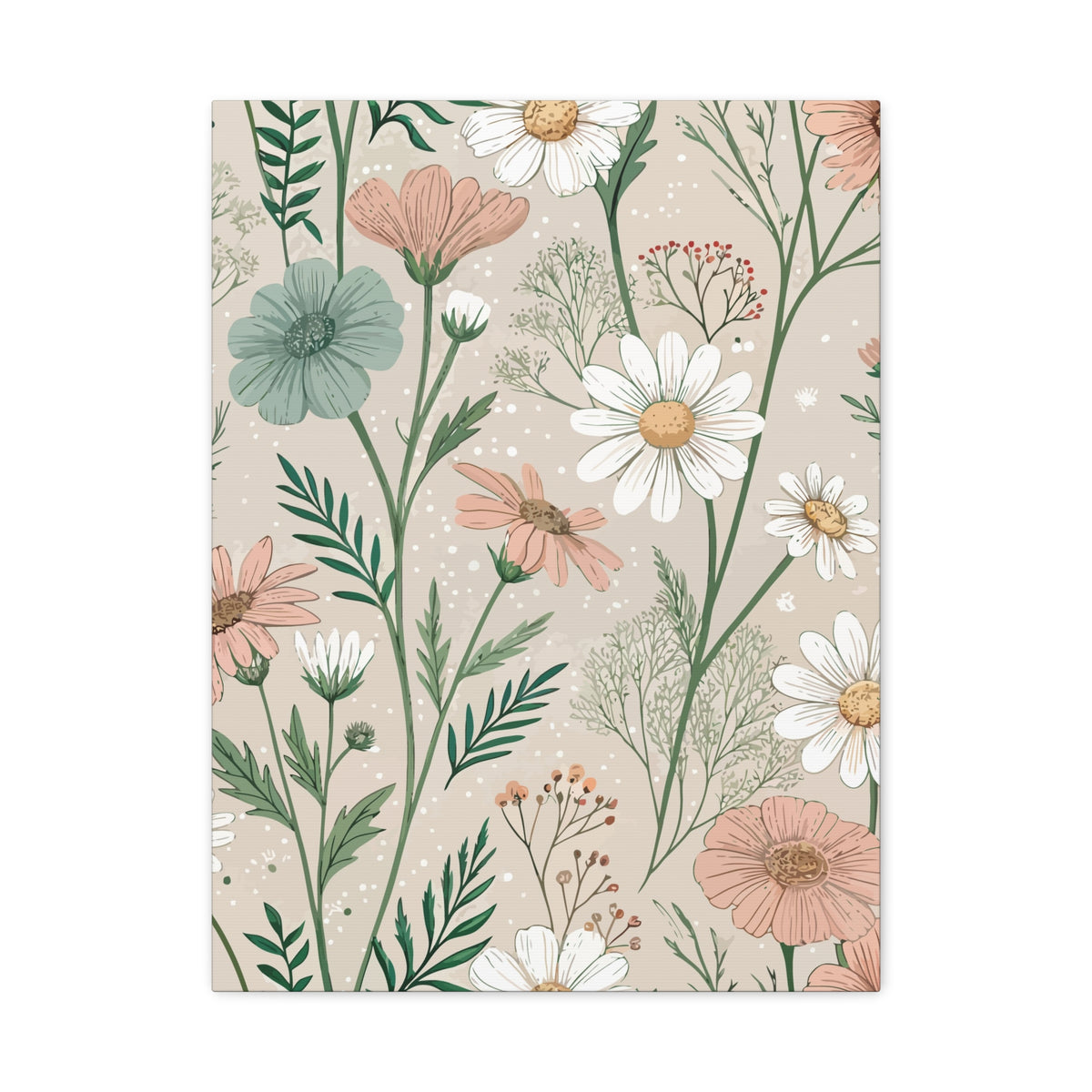 Wildflowers Pattern 143 - 18 in x 24 in Matte Canvas, Stretched, 1.25 in